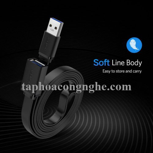 Ugreen 30128 0.5M màu Đen Cáp tín hiệu nối dài USB 3.0 dáng dẹt cao cấp US129 30030128